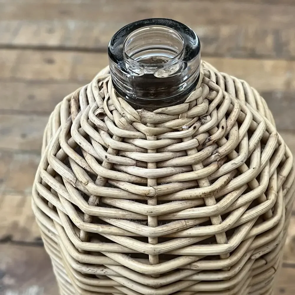 Crate & Barrel Wicker Wrapped Glass Bottle 10